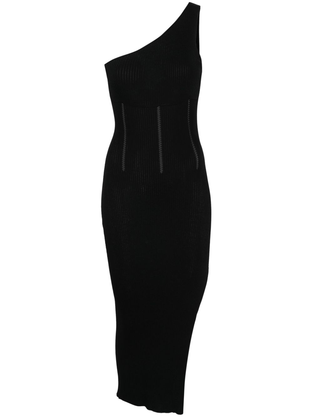 Ribbed-knit midi dress - Black