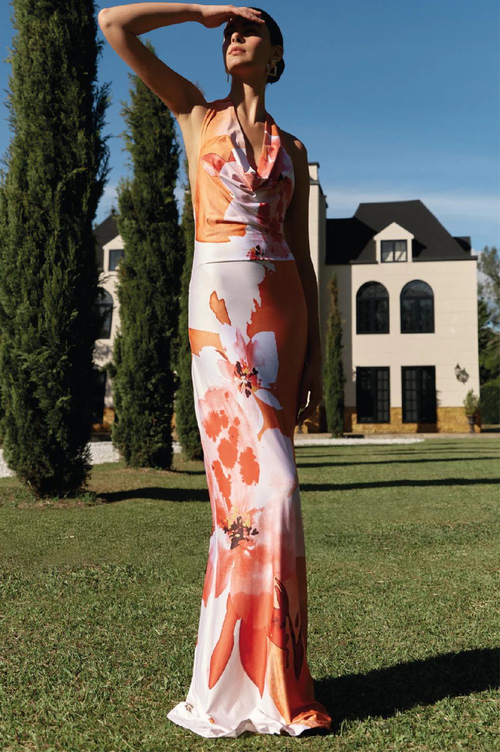 Moonflower Punch Maxi Dress In Orange