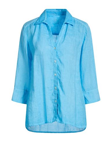 Woman Shirt Azure Size 6 Linen