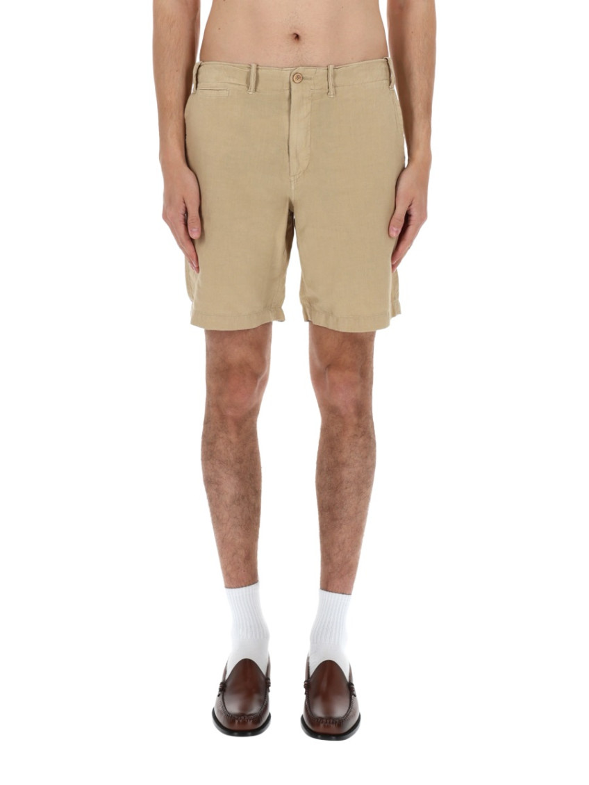 Beige Solid Shorts
