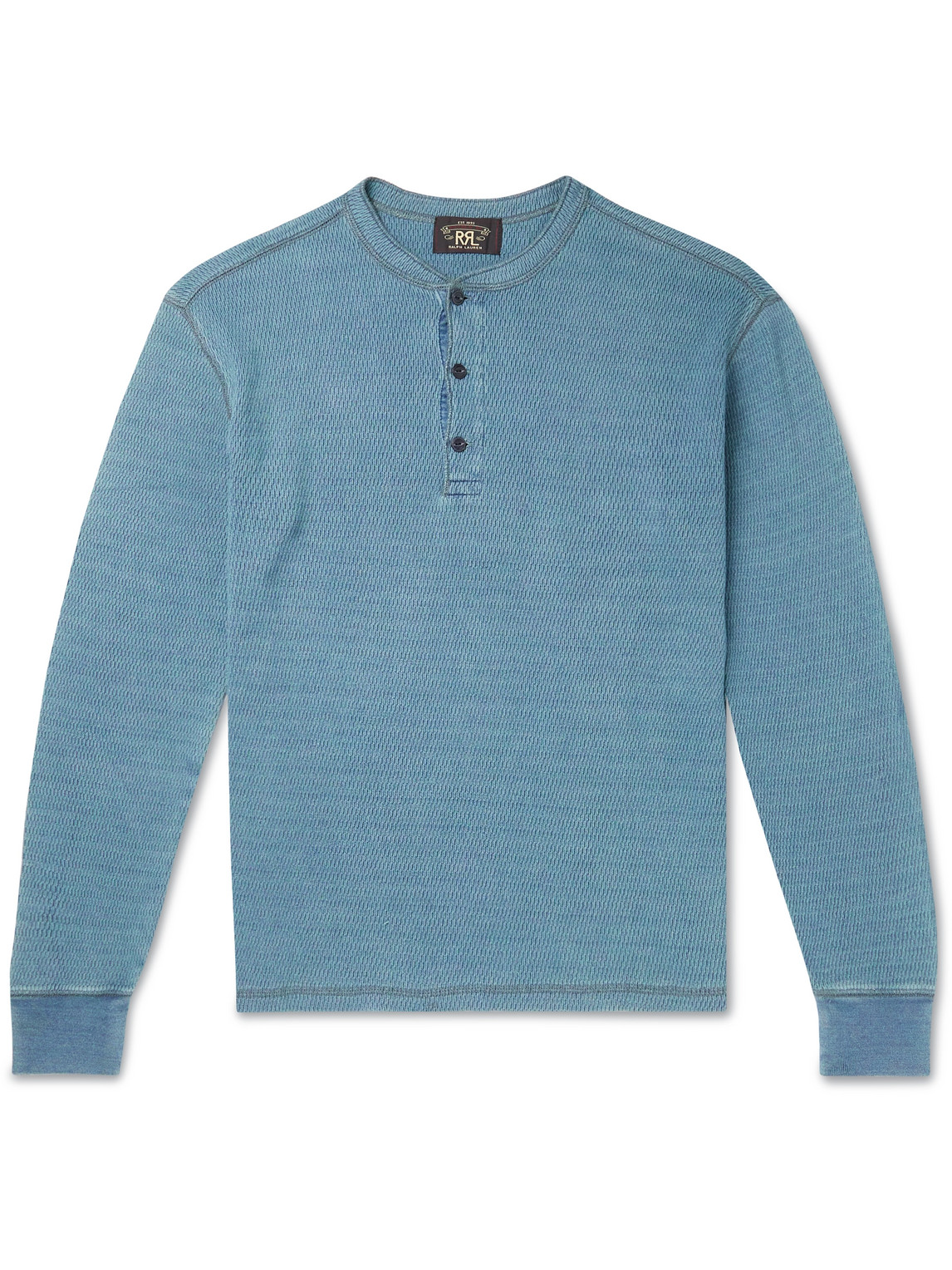 Textured-Cotton Henley T-Shirt