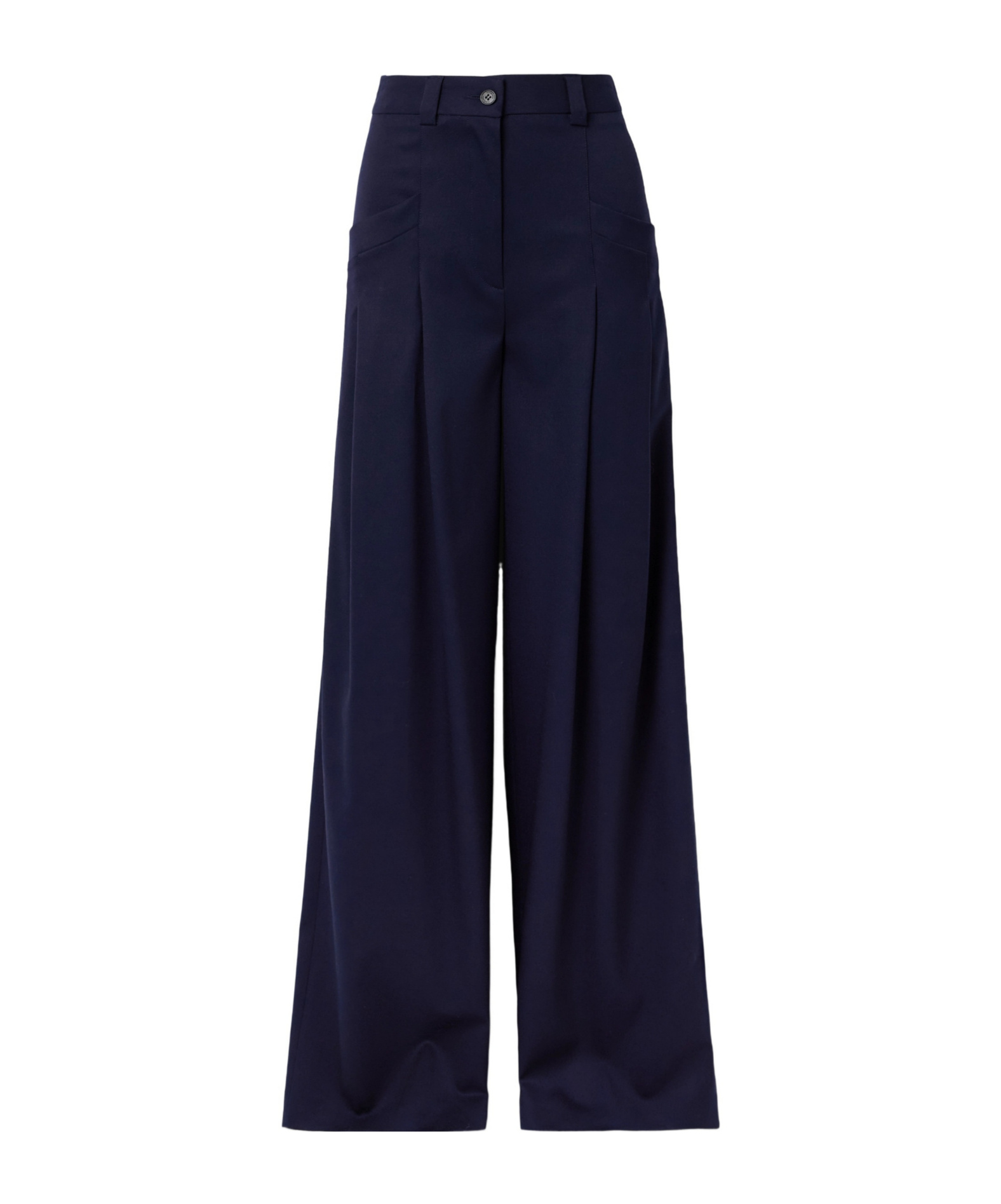 Pleated wool blend wide-leg pants