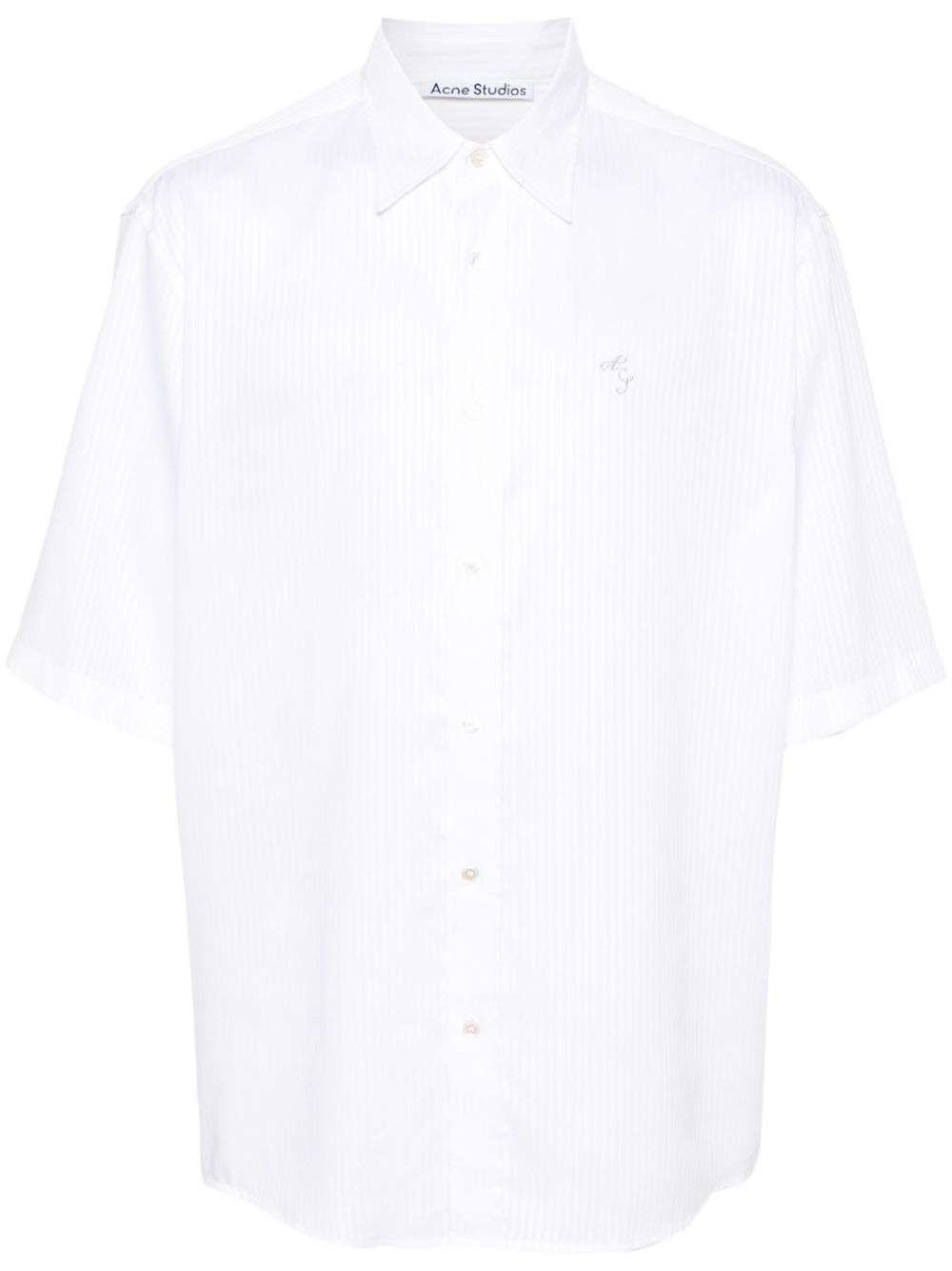 Logo-embroidered striped shirt - Pink