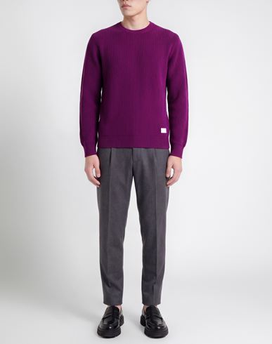 Man Sweater Purple Size M Wool, Polyamide