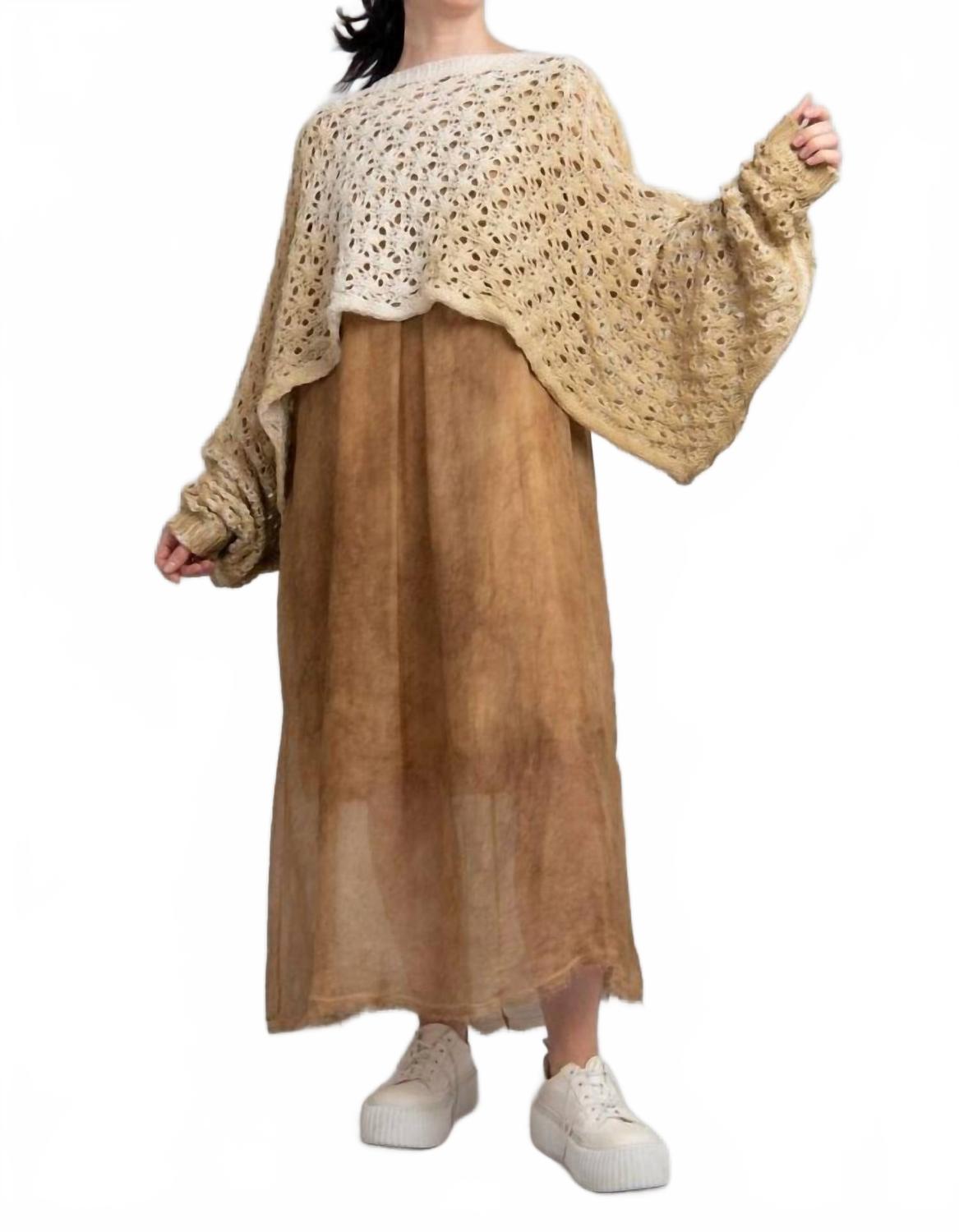 Maglia Mesh Cropped Sweater In Sand Shell/gold
