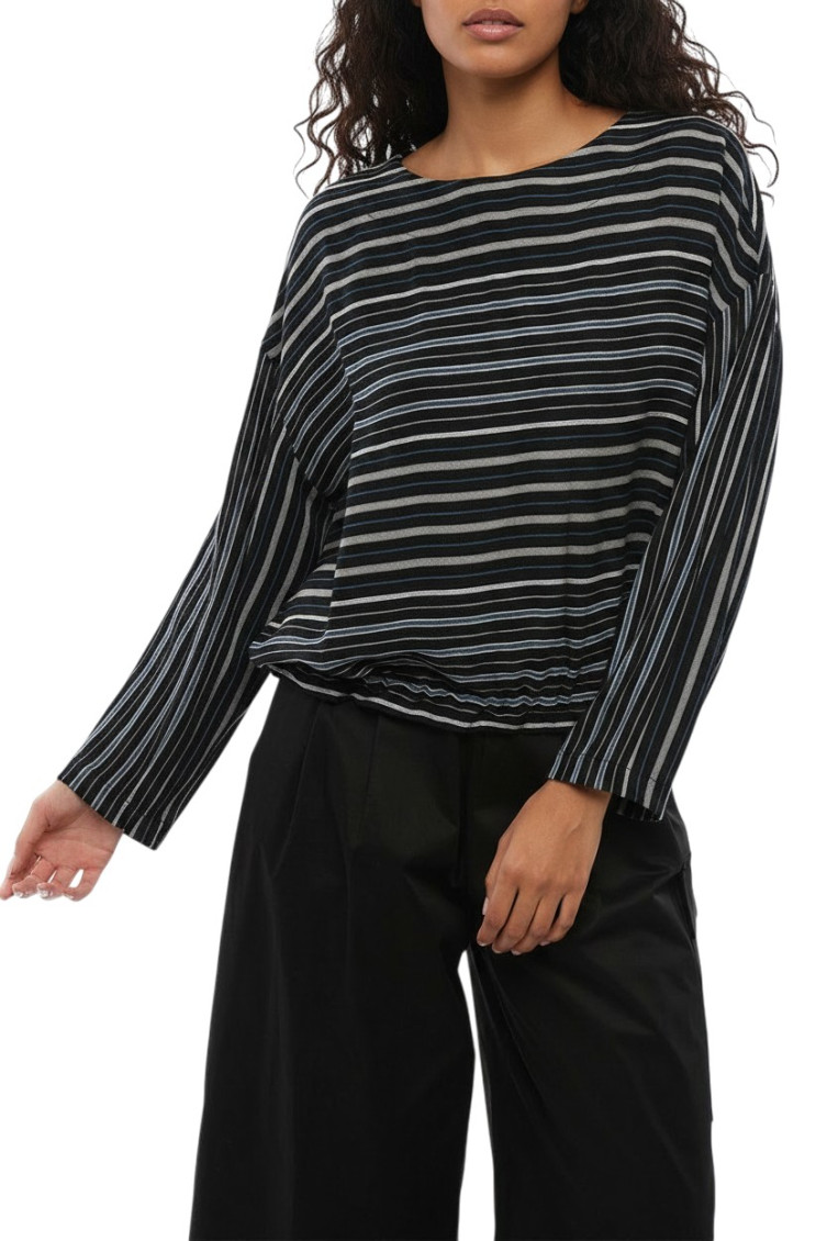 Black Stripes Round Neck Top