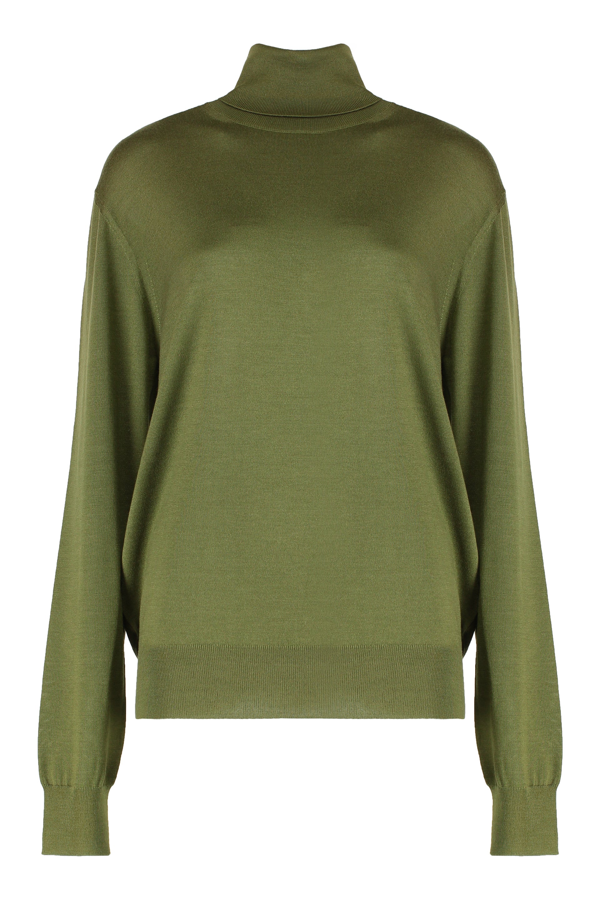 Wool Blend Turtleneck Sweater — Green