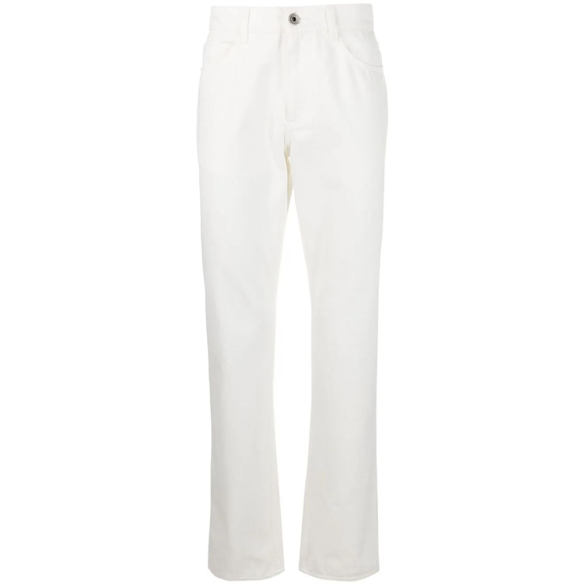 Straight-Leg Logo Patch Jeans — White
