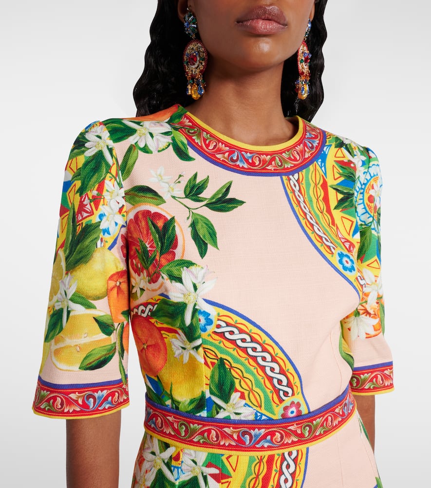 Printed cotton-blend minidress