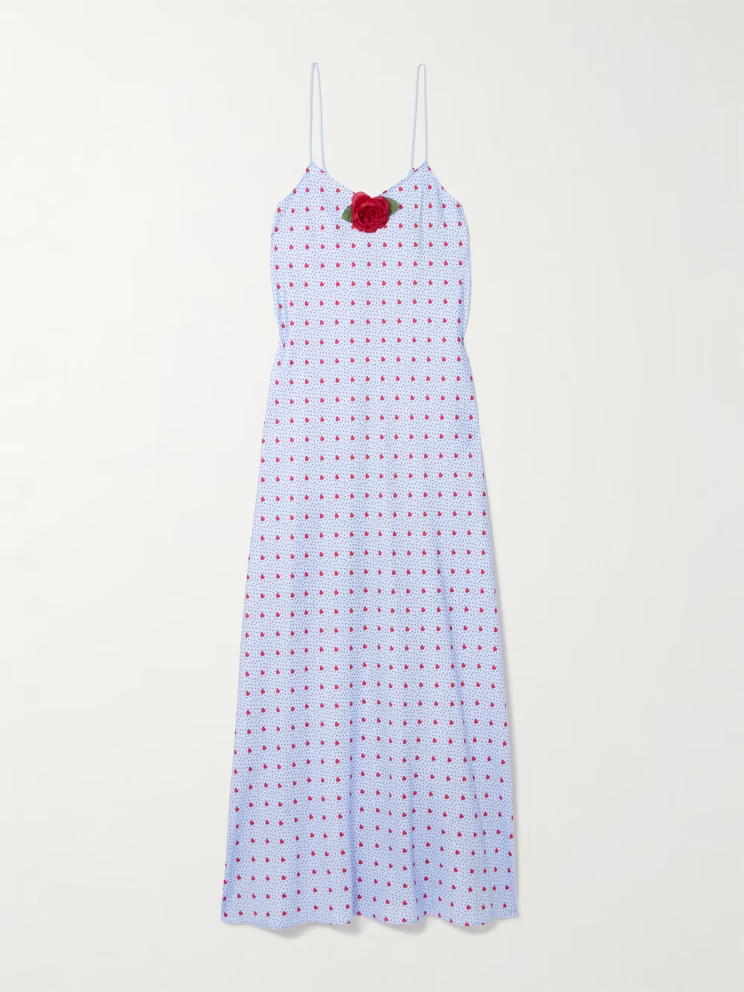 Printed silk-twill midi dress