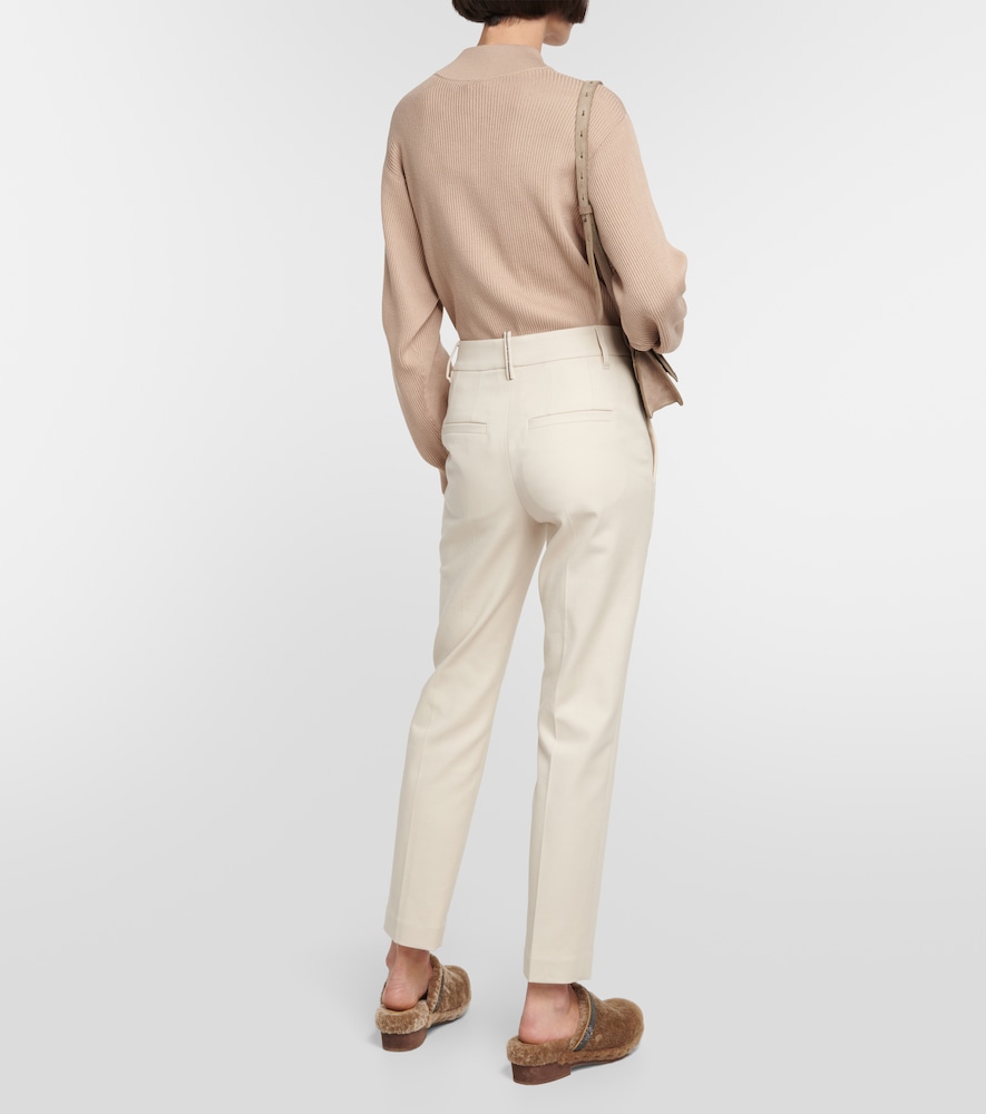 Cotton-blend slim pants