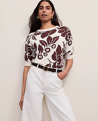Ann Taylor Petite Floral Jacquard Sweater Tee