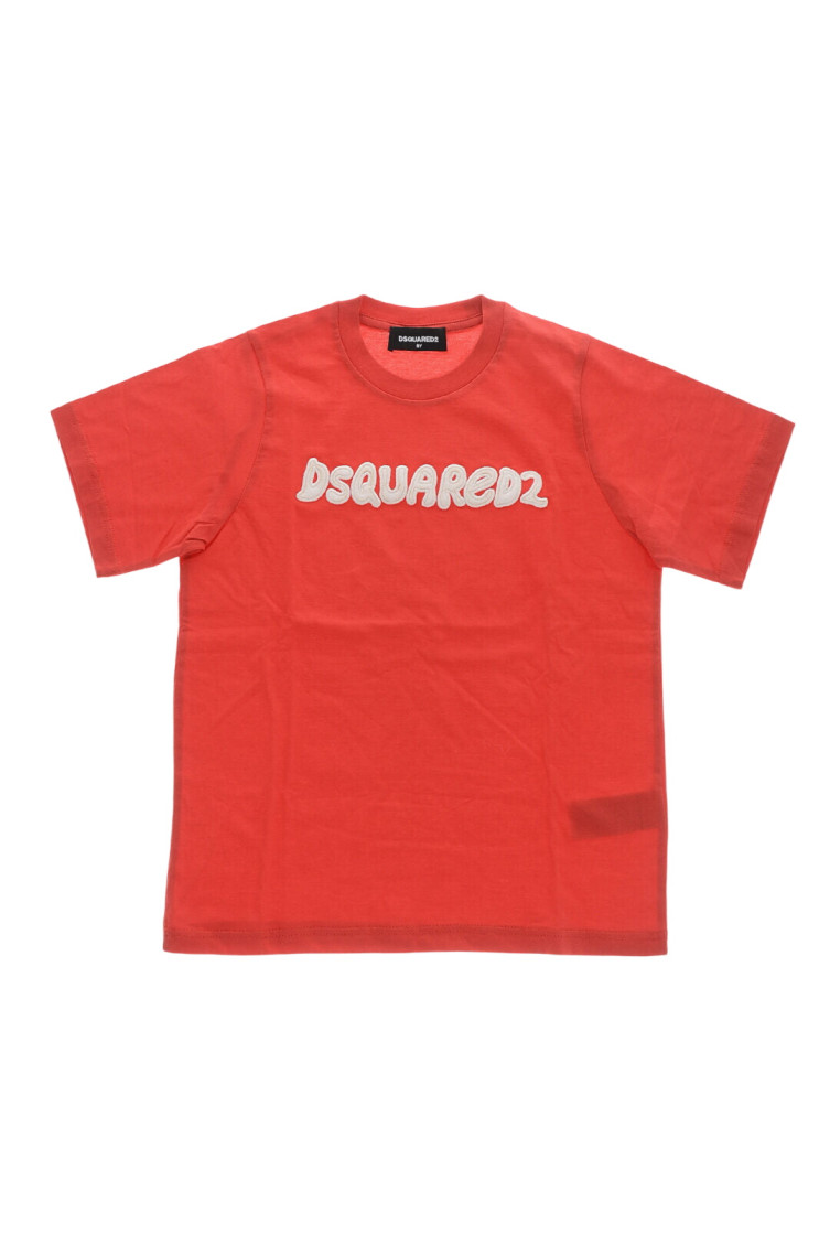 Boys Red Cotton Crewneck T-Shirt