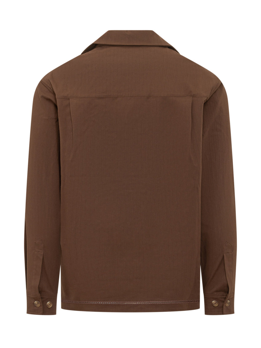 Chemise Jour Echelle Brown Shirt With Notched Collar And Perforated Logo On The Front In Cotton Blend For Men