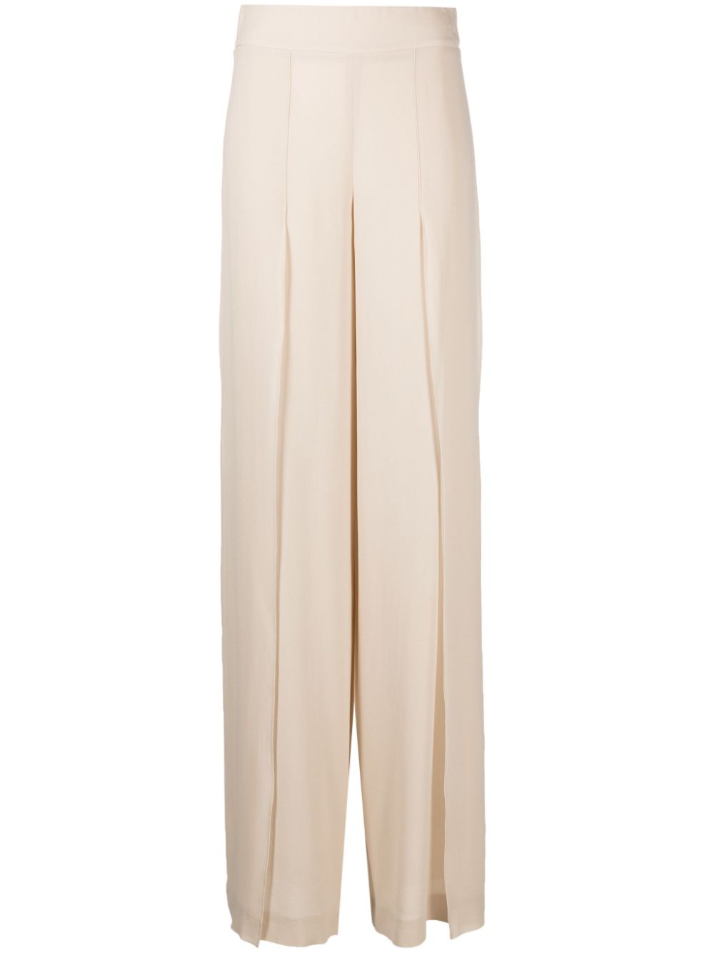 Side-slit layered silk trousers - Neutrals