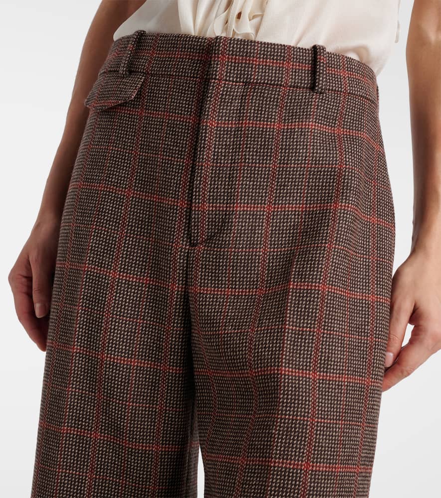 Chloé Checked high-rise wool flared pants