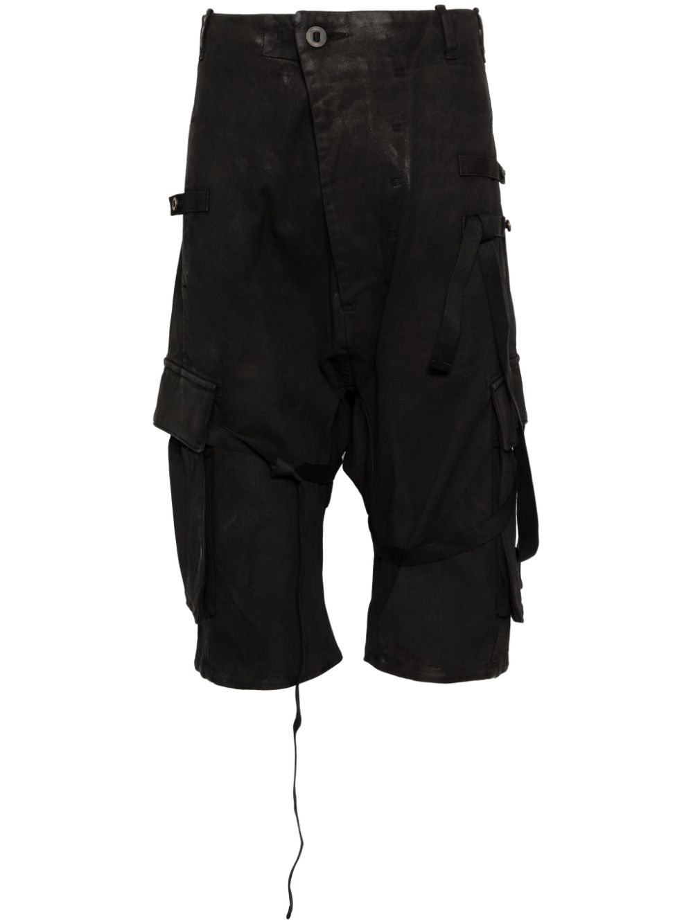 Stonewashed cargo track shorts - Black