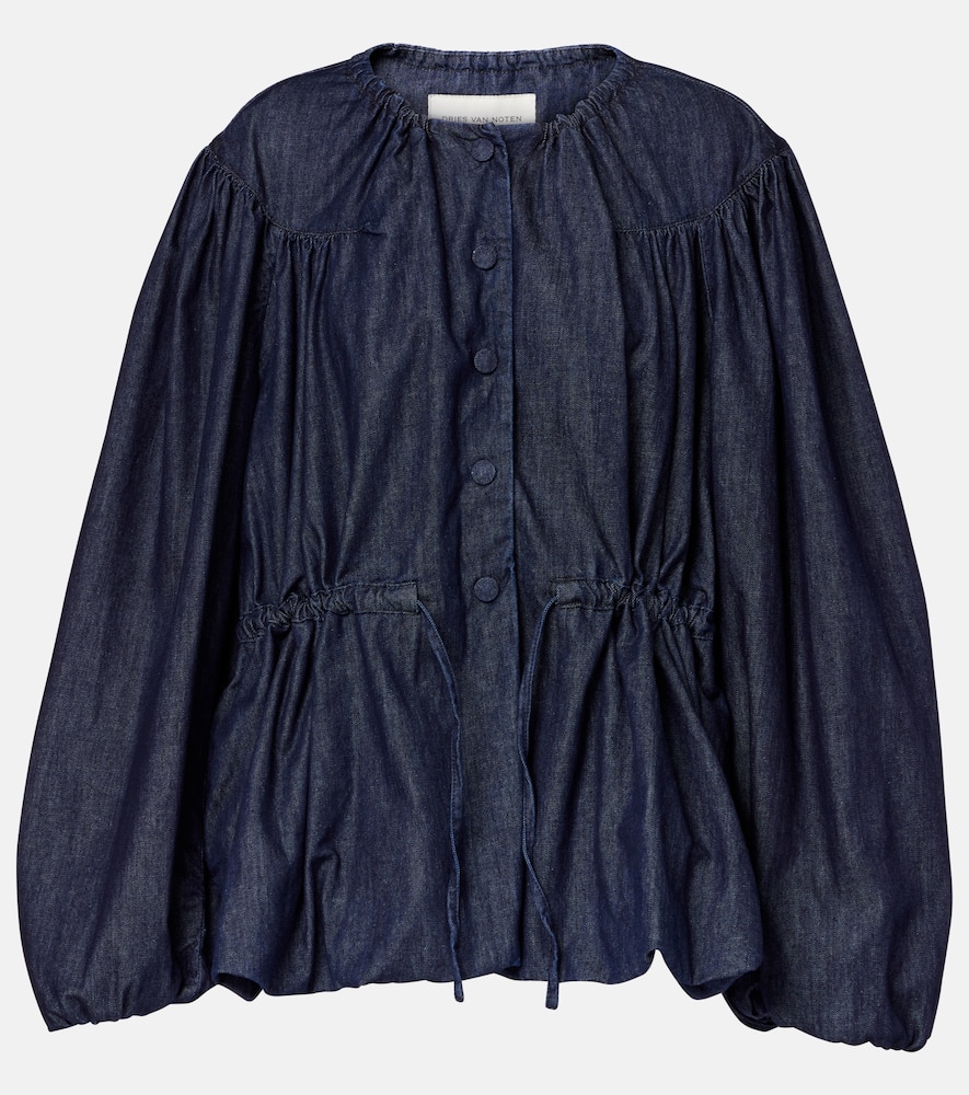 Gathered denim blouse