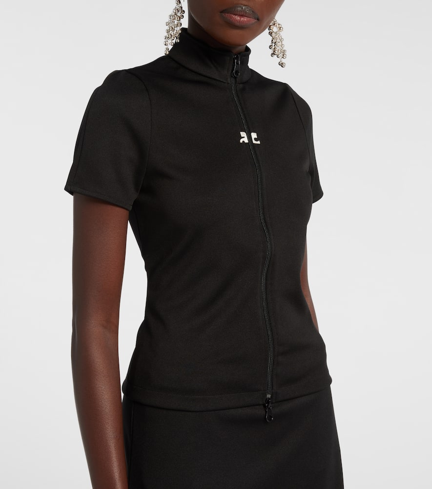 Courrèges Interlock logo zip-up jersey top