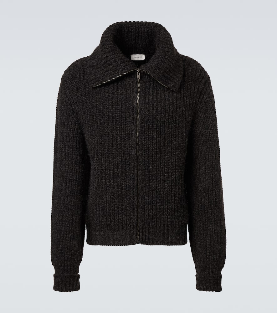 Alpaca and yak wool zip-up cardigan