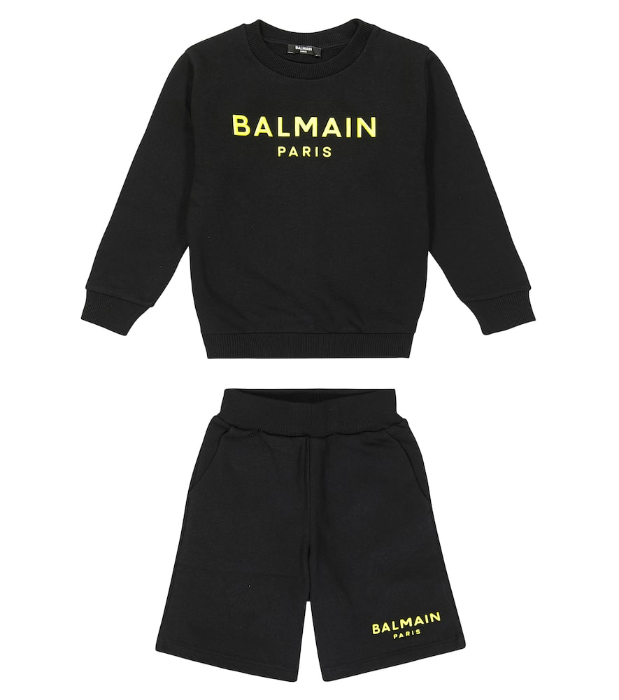Cotton fleece sweatshirt and shorts set