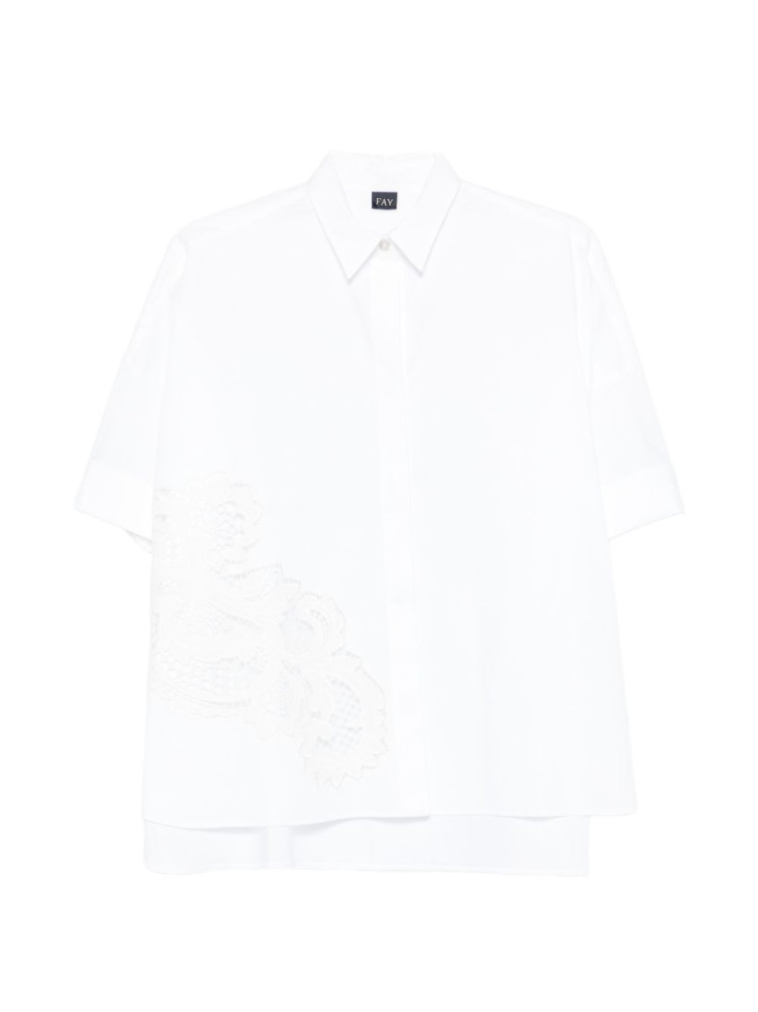 Fay - shirt collared neck embroidered lace layered design