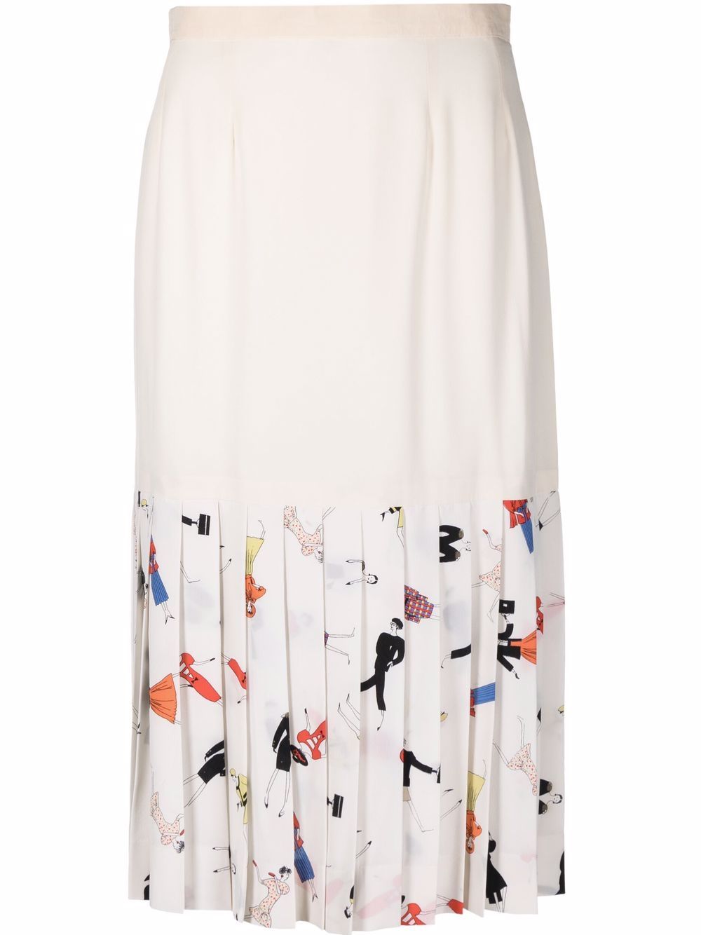 1990s Mademoiselle print pleated skirt - Neutrals