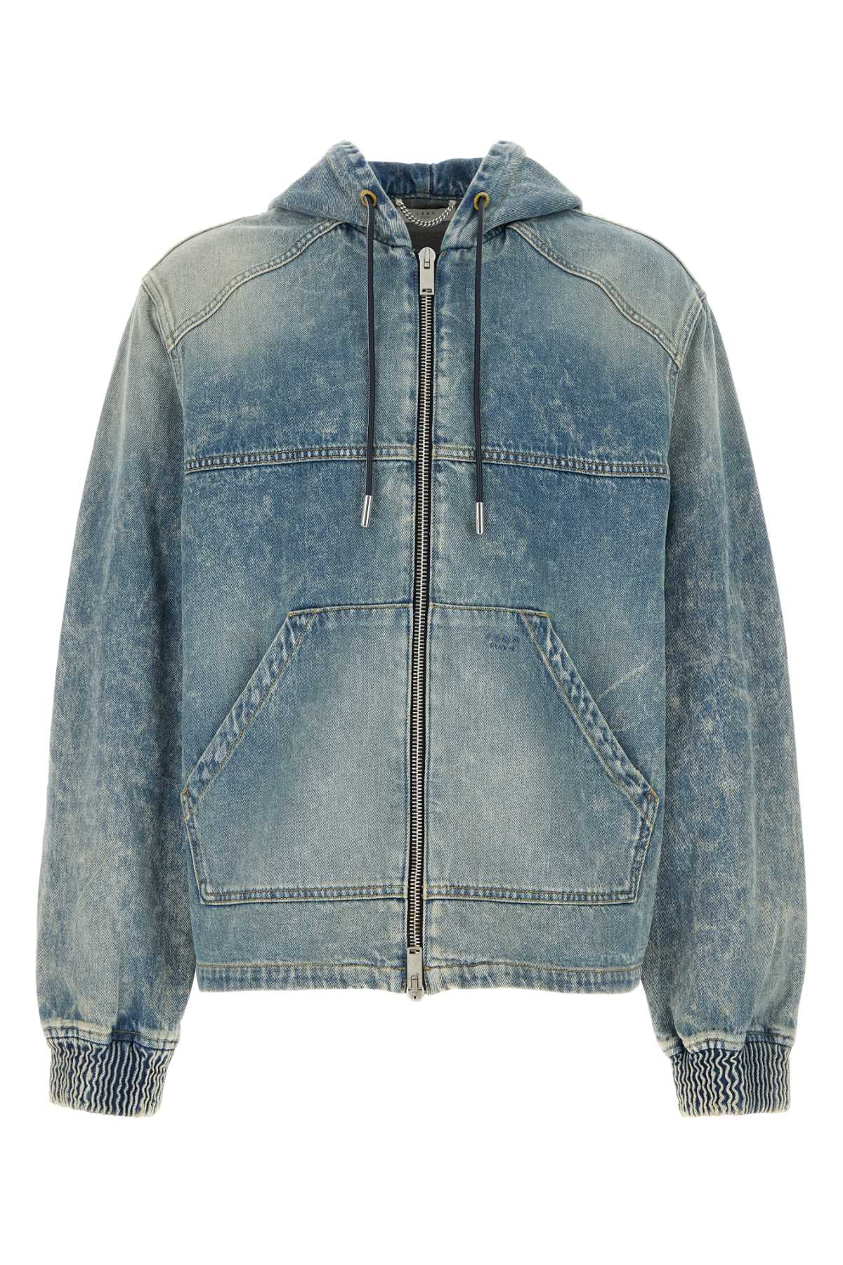 Cotton Denim Hooded Jacket — Blue
