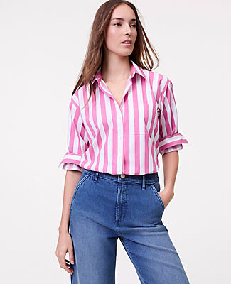 Ann Taylor Weekend Striped Oversized Shirt