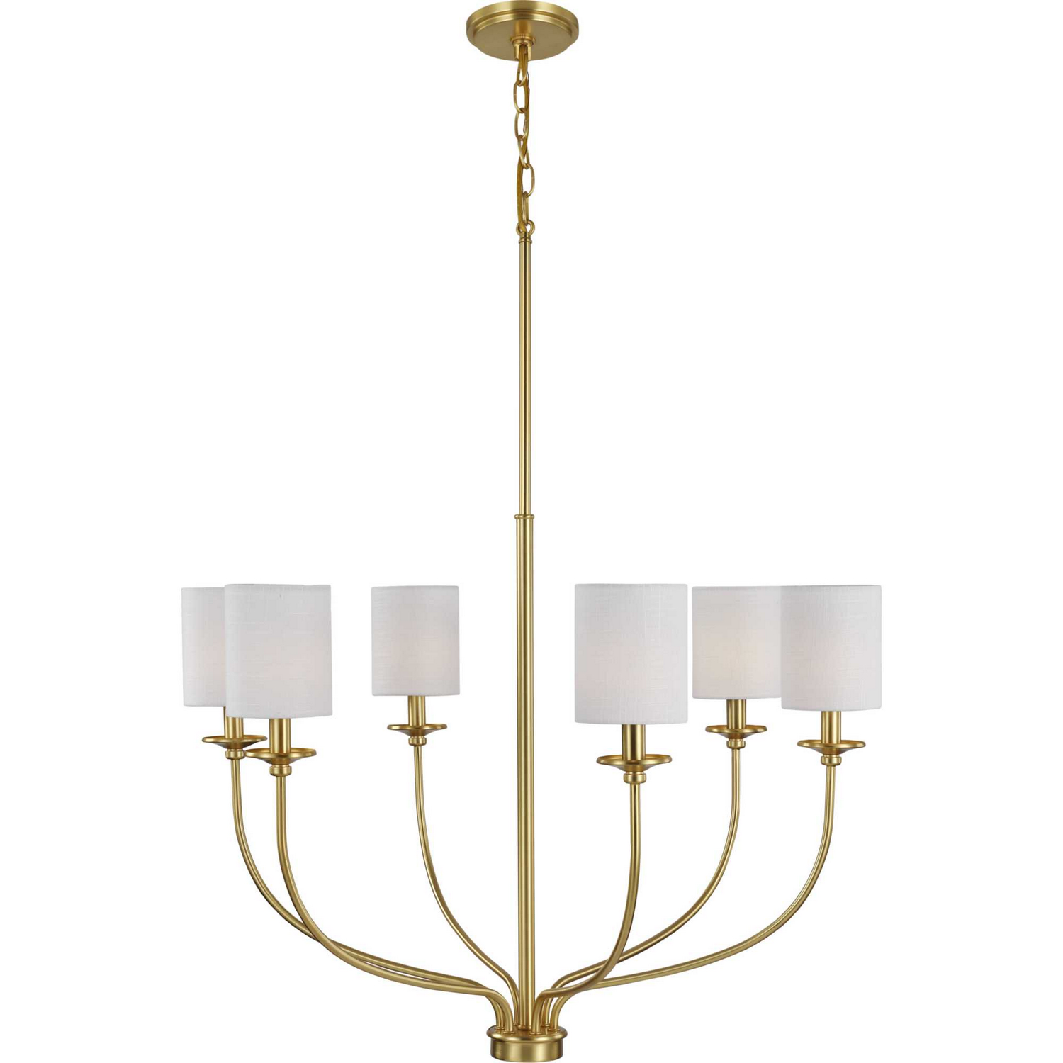 Satin Brass Six Light Foyer Chandelier from the Bonita Collection