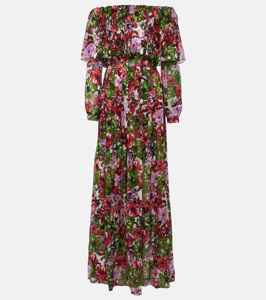 Floria devoré silk-blend chiffon gown
