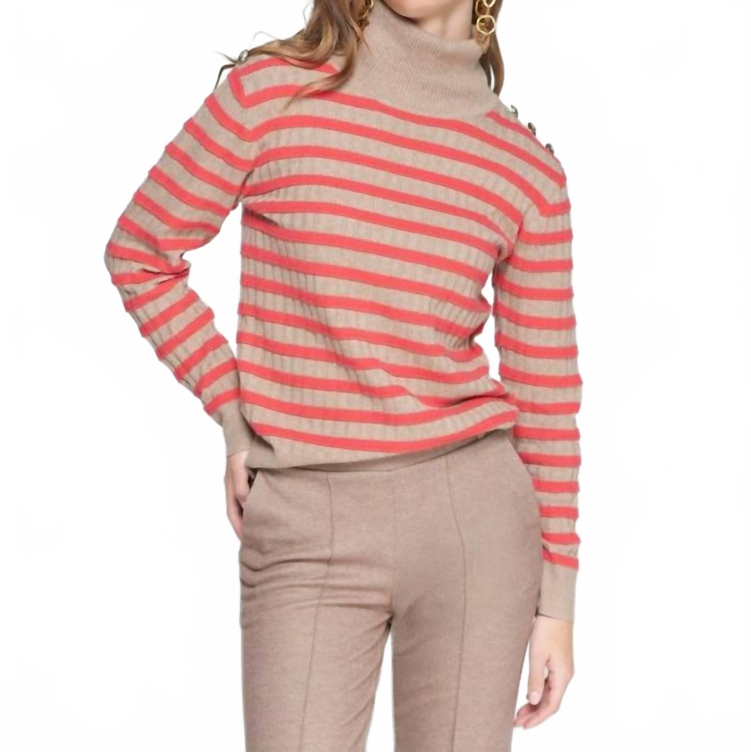 Sweater In Beige And Red