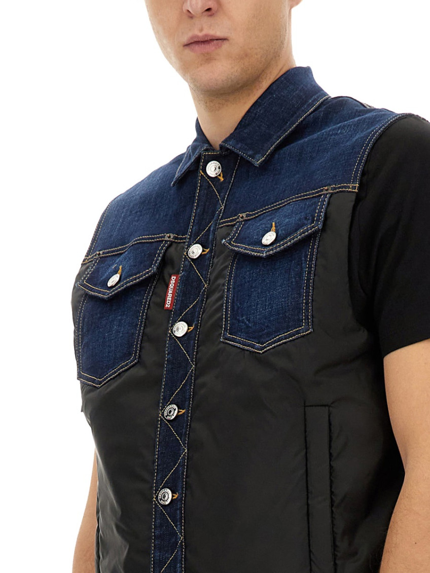Dsquared2 Men's Puffer Vest in Denim | Size 50 | S74FB0336 Color S30664963