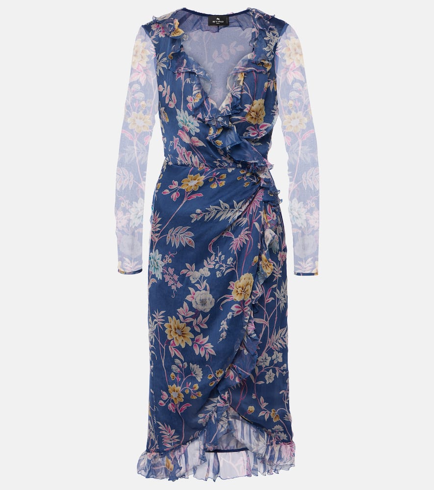 Floral silk wrap dress