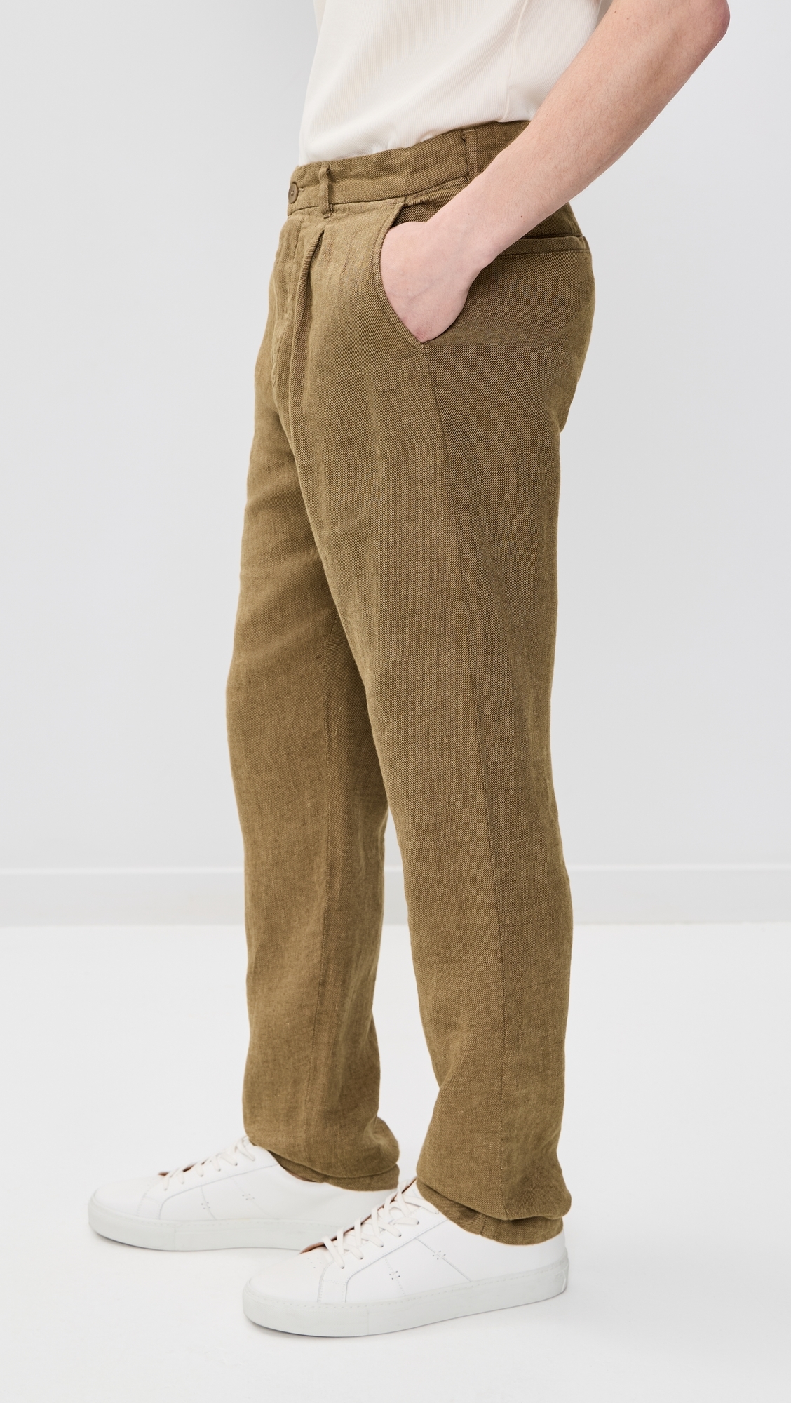Pleated Linen Alta Trousers Chai