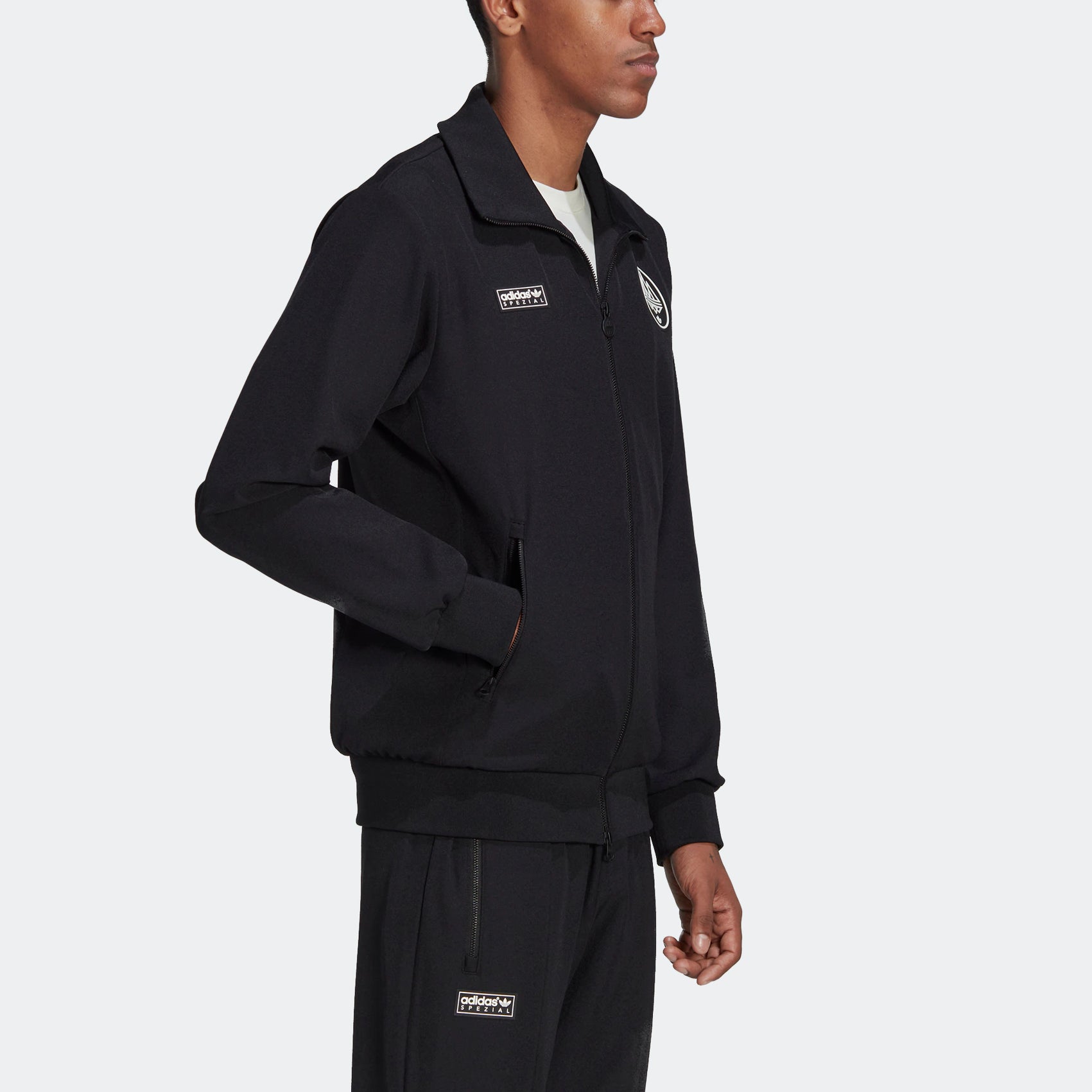 Men's originals x Spezial Crossover Chest Brand Logo Stand Collar Sports Jacket Black