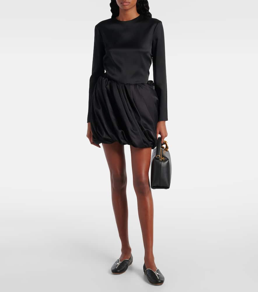 Pleated satin miniskirt