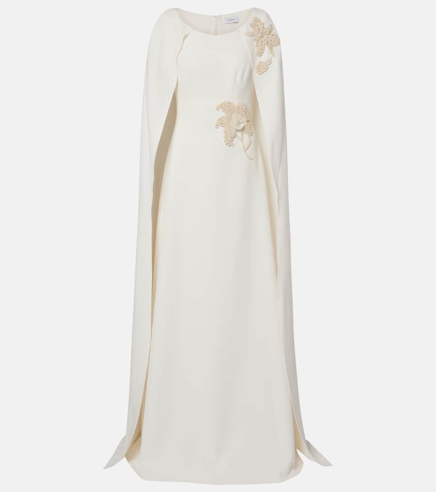 Yuna faux pearl-embellished crêpe gown