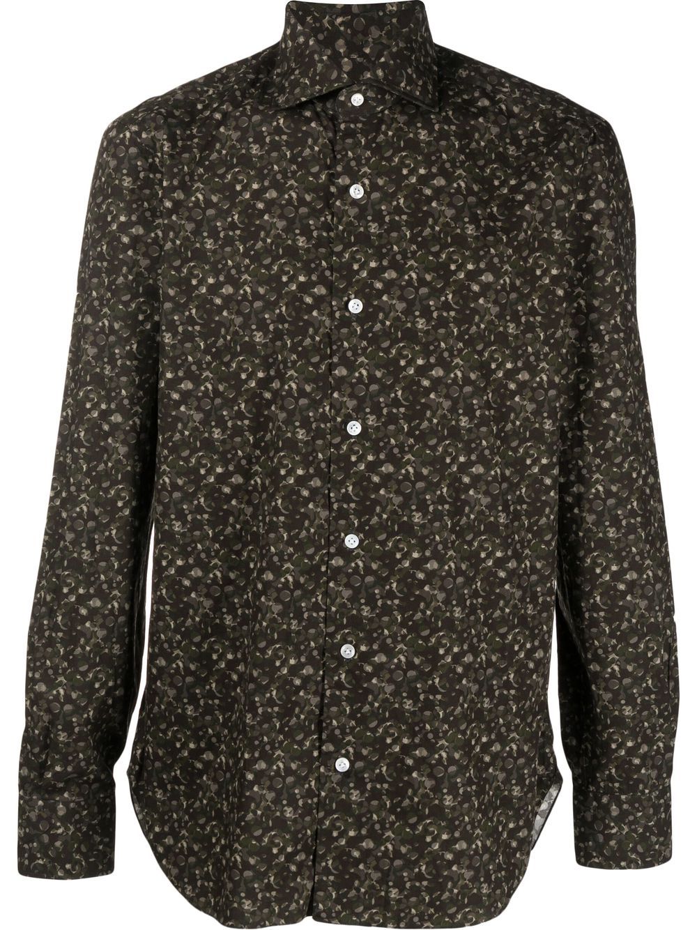 Camouflage-print button-down shirt - Brown
