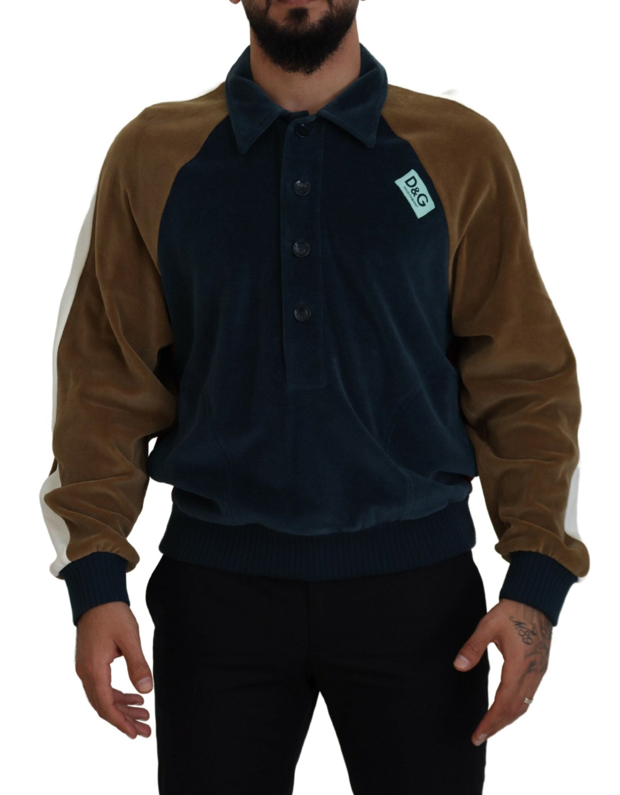 Color-Block Cotton Polo Shirt — Navy