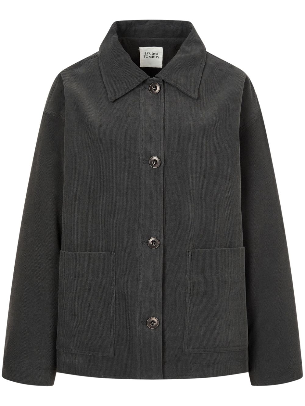 Corduroy spread-collar shirt jacket - Grey