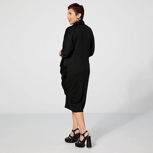 In Earnest by Byron Lars Draped Shawl Collar Dress - Red