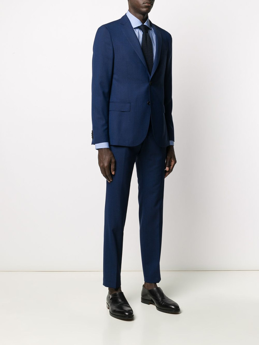 Blue Virgin wool single-breasted two-piece suit