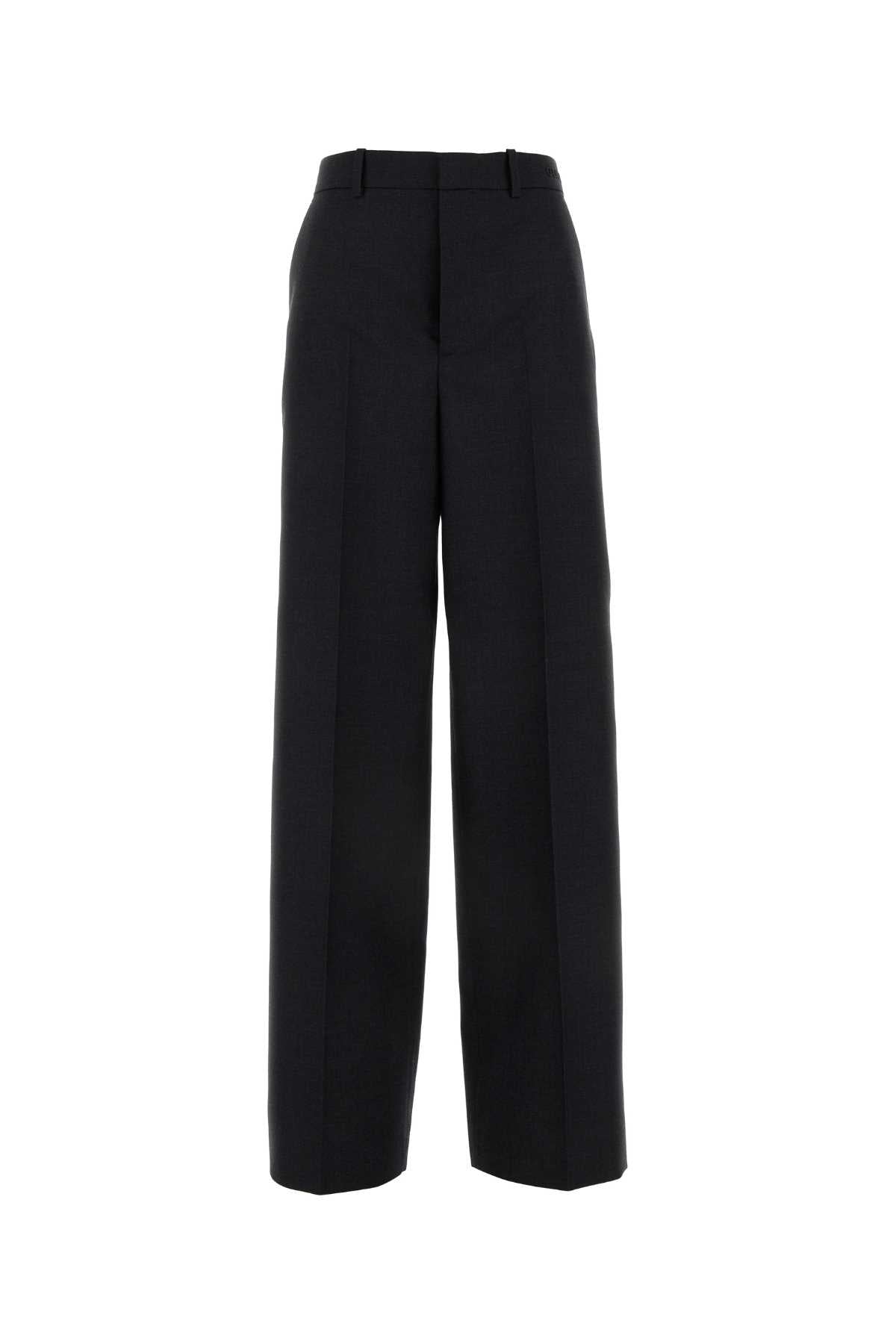 Wool Wide-Leg Trousers — Gray