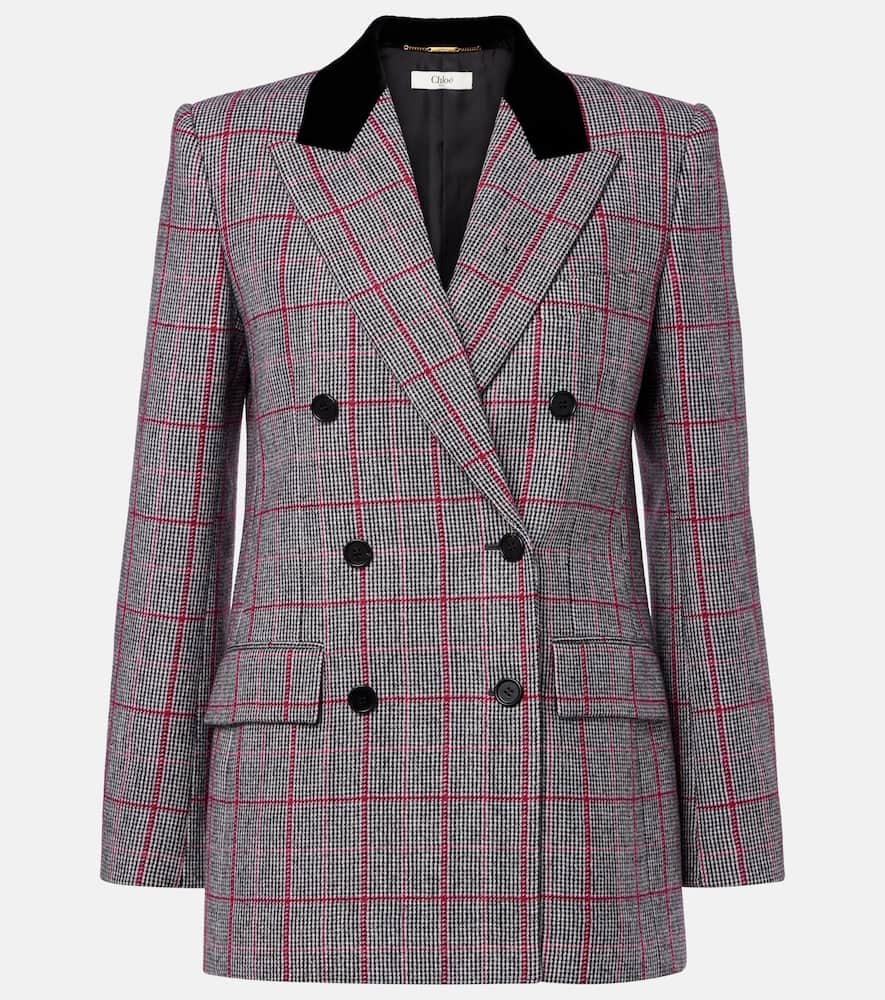 Chloé Checked double-breasted wool jacket
