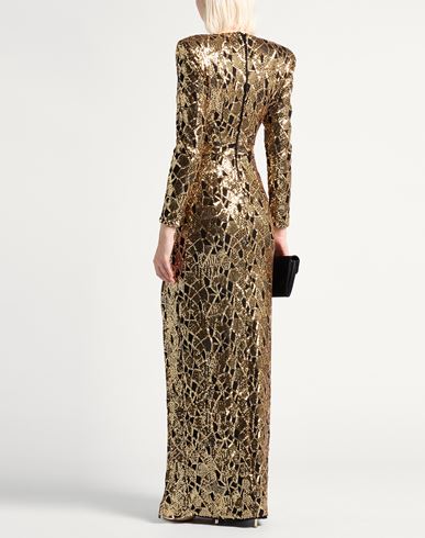 Woman Maxi dress Gold Size M Polyester, Elastane