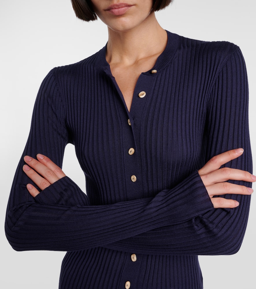 Ribbed-knit silk cardigan