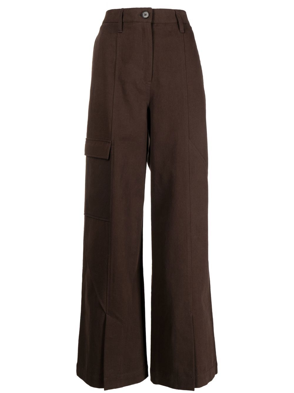 Twill wide-leg trousers - Brown