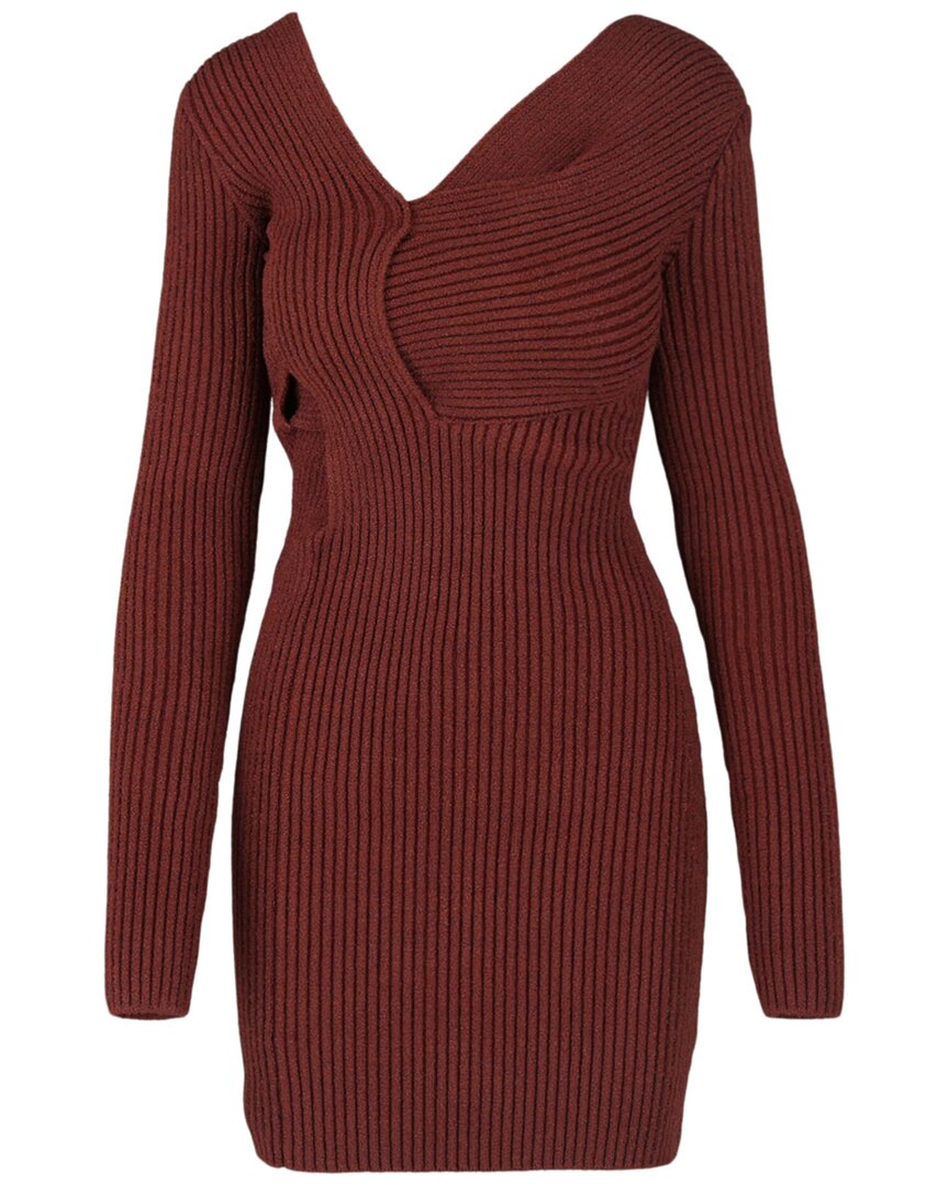 Asymmetrical V-Neck Silk-Blend Sweaterdress
