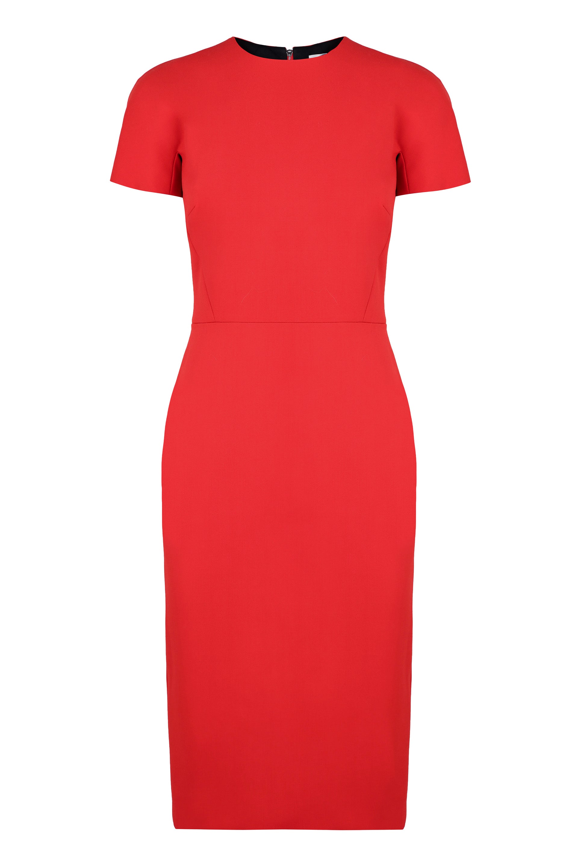 Wool-Blend Sheath Dress — Red